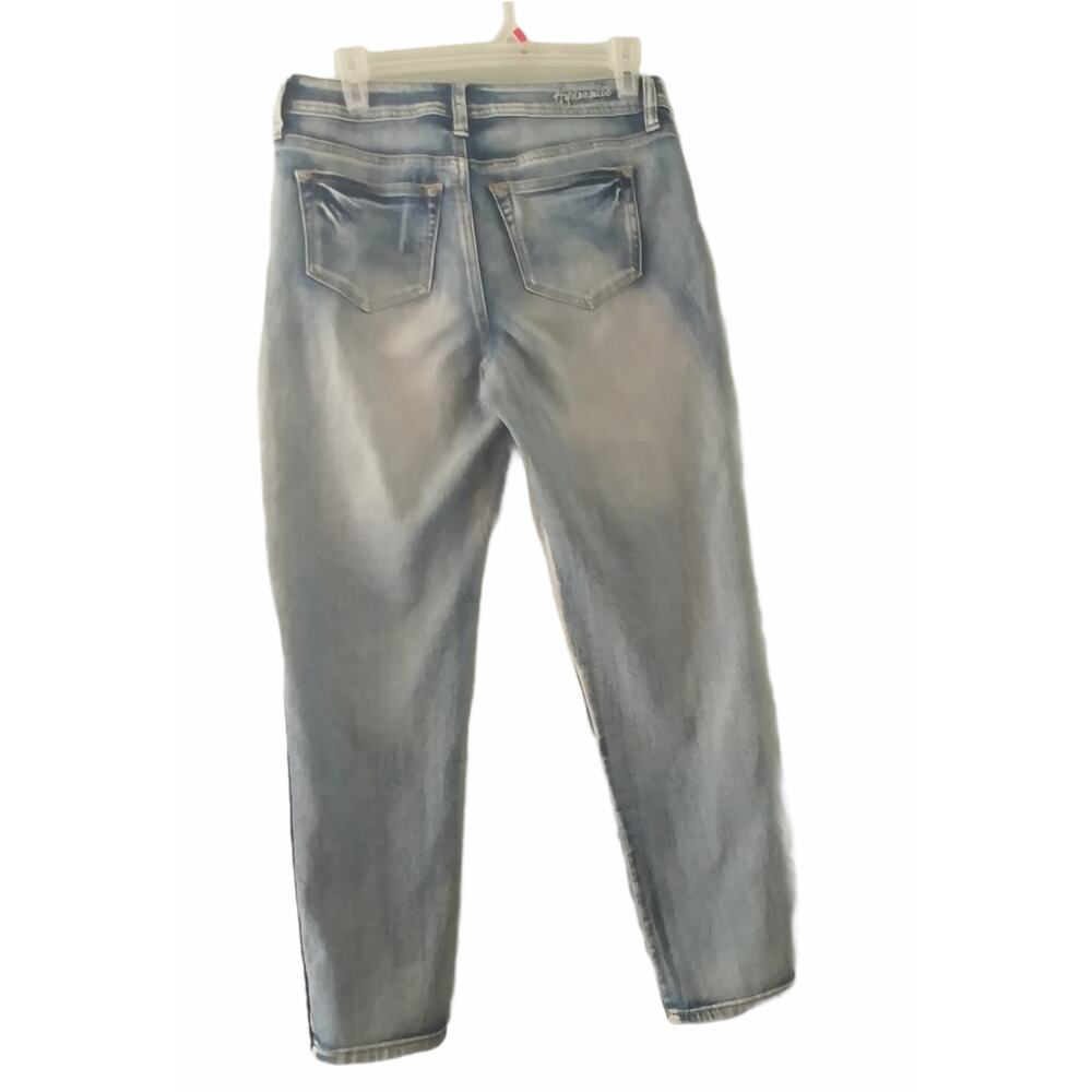 Hydraulic Skinny Jeans Light Wash Black Felt Side Strip Size 6 Y2K Tuxedo Stripe - Picture 2 of 7